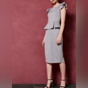 Ted Baker Daizid Elegant Gray Women’s 
Peplum Fitted Dress Size 2